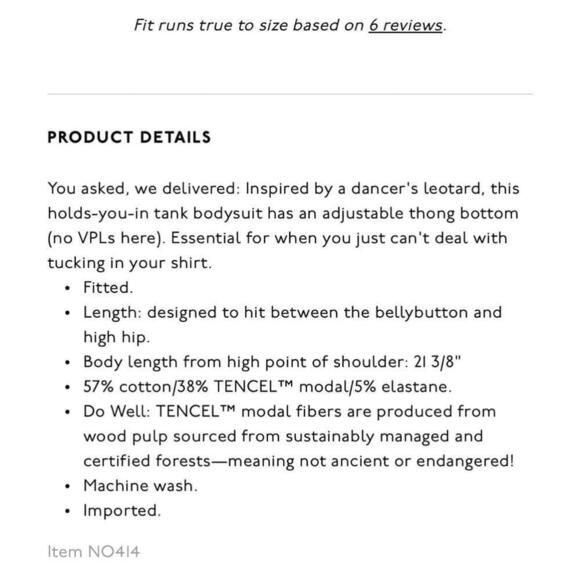 Madewell Tank Thong Bodysuit in true black size medium NWT - Picture 6 of 13